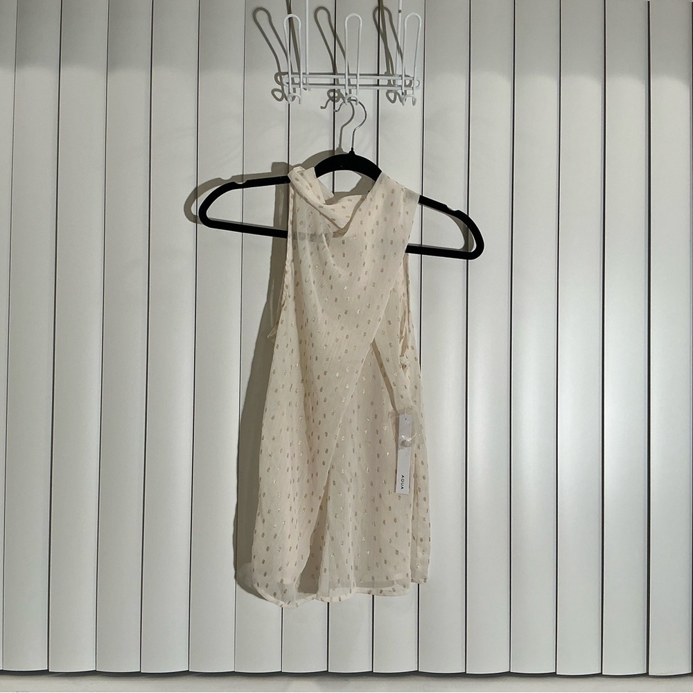 AQUA Metallic Dot Sheer Sleeveless Blouse - 100% Exclusive - Picture 5 of 5